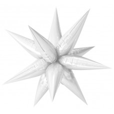 Шар (26''/66 см) Звезда, 3D Составная, Белый, 1 шт. в упак.